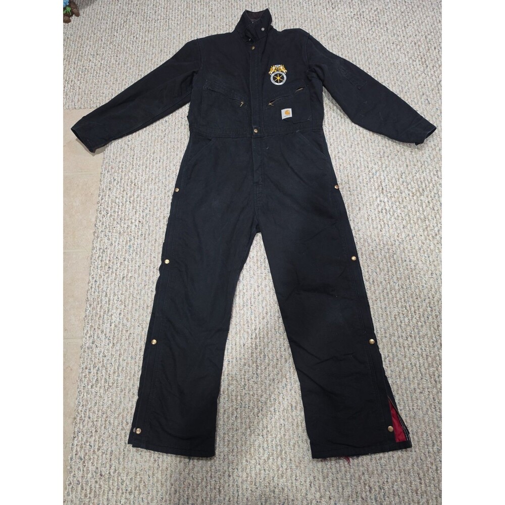 Vintage Carhartt X01 BLK Duck Quilted Insulated Coveralls Mens 44 Regular